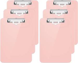 lot 321477 image: Hongri Plastic Clipboard with Pen Holder, Pink 8.5x11 Letter Size Clip Board for Classroom, Office, Students, Nurses and Women, Low Profile Clip, Size 12.5 x 9 in(Pack of 6)