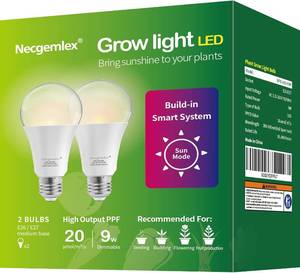 lot 421517 image: Grow Light Bulbs for Indoor Plants, Auto Dimming, Full Spectrum, 9W  A19, E26E27, 4500K natural light, 100W Equivalent, eye friendly, LED grow lights for house plants seeding, 2Pack