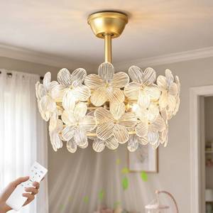 lot 421528 image: Retails for $130 Depuley Bedroom Ceiling Fan with Lights 20 Gold Chandelier Small Fan with Remote Control - Modern Flower Fandelier for Girls Bedroom Living Room Nursery (E26 Bulbs Not Included)
