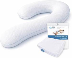 lot 421531 image: Contour Cool XL Swan Shaped Side Sleeper Pillow  Orthopedic Body Pillow for Tall Sleepers  Cooling XL Pillow Pillow Case  Body Pillow for Back Pain - 1 Pack