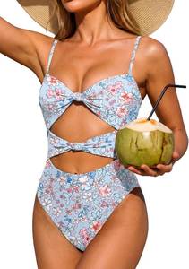 lot 421539 image: ANRABESS Women One Piece Swimsuits Tummy Control Bathing Suit Twist Cutout Adjustable Straps Swimwear Beach Vacation Clothes (S)
