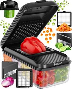 lot 421540 image: Fullstar Essential Vegetable Chopper & Mandoline Slicer - Space-Saving 2-in-1 - Food Chopper with Container, Fruit Slicer, Onion Dicer - Apartment-Friendly Veggie Chopper - Kitchen Gadget (Black)