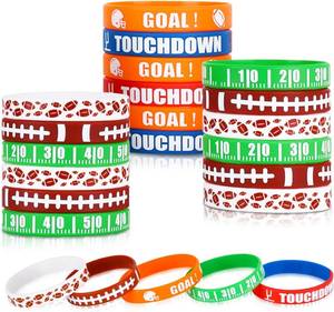 lot 421563 image: Gatherfun Football Wristband Silicone Bracelets Sport Themed Party Accessories Gift for football Tailgate Birthday Party Decorations Party Favors and Adults 12 Pack, 5 Designs
