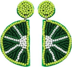 lot 421564 image: Beaded Fruit Earrings for Women, Handmade Beads Strawberry Lemon Fruits Dangle Earrings for Summer Jewelry Gifts