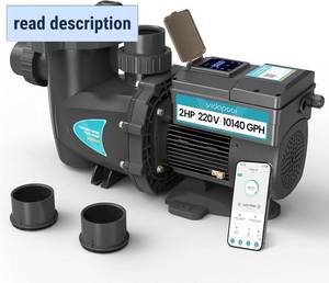 lot 321461 image: Retails for $728 Variable Speed Pool Pump, InAbove Pool Pump with Filter Basket, 2 HP, 220V, 10140GPH