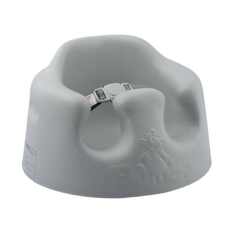 lot 1061 image: Bumbo Baby Infant Soft Foam Comfortable Floor Booster Seat Supportive Chair with 3 Point Adjustable Safety Buckle Strap Harness - Cool Gray - Retail $49