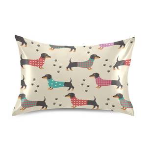 lot 1143 image: Dalzium Satin Pillowcase for Hair and Skin, Dachshunds Dog Silk Pillow Case Soft and Cozy Pillow Cover - Retail $15