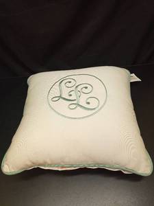 lot 1036 image: Throw Pillow with Monogram Embroidery 15 inches - Retail $20