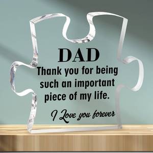 lot 1086 image: Gifts for Dad Gifts from Daughter Son Dad Puzzle Shaped Acrylic Plaque Dad Presents Memorial Gift Fathers Day Birthday Gifts (10cm) - Retail $10