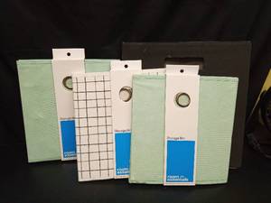 lot 1103 image: 3-10 and A 13 Fabric Cube Storage Bins in Mint,bBlack & White  - Room Essentials Square, Folds Flat, 10 Inch System Compatible, Decorative - Retail $21