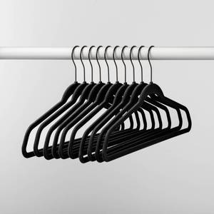 lot 1108 image: 6ct Flocked Hangers Black - Brightroom Velvet Clothes Hangers for Sweaters, Shirts, Dresses, Suits