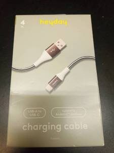 lot 1127 image: 4 USB-C to USB-A Braided Cable - heyday BlackWhiteGunmetal - Retail $13