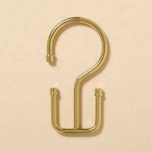 lot 1151 image: Double Steel Shower Curtain Hooks Brushed Brass (Set of 12) - Hearth & Hand with Magnolia - Retail $12