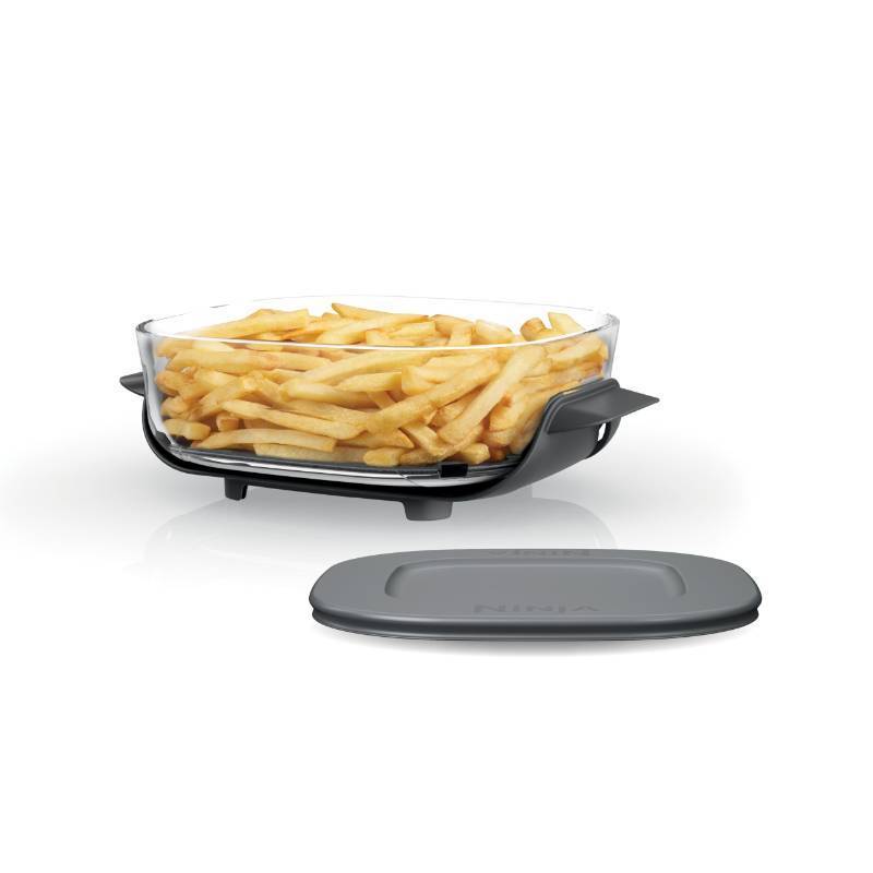 lot 2048 image: Ninja 2.5-QT CleanCrisp Glass Container, NO lid, Compatible with Ninja Crispi Portable Cooking System, Microwave, Freezer & Dishwasher Safe, PFAS & PTFE Free Glass Cooking Surface, XSKSFNMED - Retail $44