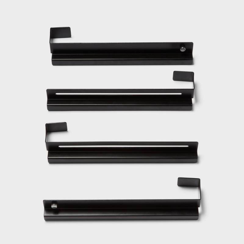 lot 2069 image: Undershelf Rail Storage Kit - Brightroom Steel Shelf Dividers, Black Utility Shelf Parts, 8-Piece Set - Retail $15