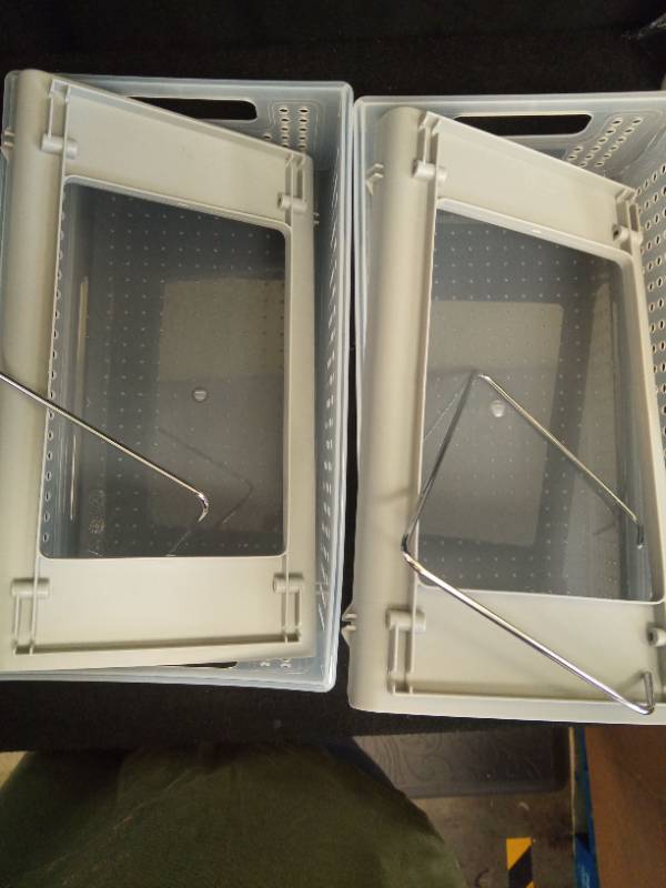 lot 2015 image: Madesmart 2-Tier Plastic Mini Multipurpose Organizer with Divided Slide-Out Storage Bins, Compact Under Sink and Cabinet Organizer Rack, Frost - Retail $20