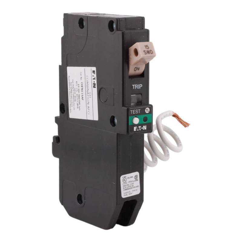 lot 2026 image: CUTLER-HAMMER CHFN115AF 15 Amp Single Pole Arc Fault AFCI Circuit Breaker, Pigtail Neutral, 120240V, 10kAIC, UL Listed (1) - Retail $59