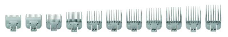 lot 2016 image: Andis Snap-On Blade Attachment Combs - Suitable for Hair Clipper Trimmer, Professional Use, Easy Clean, Long-Lasting - Sizes, 0, 0.5, 1, 1.5, 2, 3, 4, 5, 6, 7, 8 - 11Piece Set, Gray - Retail $15
