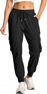 lot 4022 image: smawell Womens Hiking Cargo Pants with Pockets Lightweight Quick Dry Joggers Travel Camping Outdoor Pants. Black Small