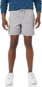 lot 4032 image: Amazon Essentials Mens 6 Inseam Regular Fit Drawstring Shorts with Elastic Waist and Pockets. Light Grey Small