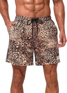 lot 4045 image: Verdusa Mens Leopard Swim Trunks Drawstring Waist Swimwear Summer Beach Shorts with Pockets. Small