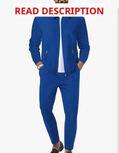 lot 4060 image: Riskrole Mens Waffle Tracksuit 2 Pieces Set Casual Long Sleeve Zip Up Sweatsuits Solid Athletic Jogging Suit Sets. Black Small