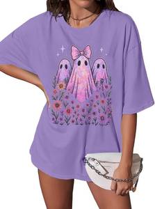 lot 4073 image: Halloween pumpkin Short Sleeve shirt Purple - Size Large