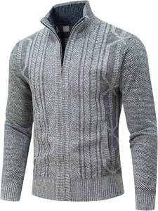 lot 4099 image: Mens Cardigan Sweaters Full Zip Stand Collar with Pockets Gray - Size Small.