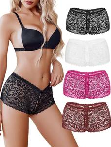 lot 4130 image: Avidlove Sexy Lace High Waist Panties Soft 4 Pack -Size Large