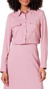 lot 4139 image: Womens Georgette Long Sleeve Relaxed-Fit Business Casual Office Work Shirt with Pockets. Blush Size XS