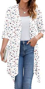 lot 4164 image: KUOTAI Open Front Cardigan Casual Loose 34 Sleeve Lightweight Soft with Colored Spots - Size XXL