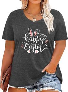 lot 4176 image: Tshirt for Women Crewneck Graphic Tees Summer Outfits Short Sleeve Casual Shirt Gray SIZE - XXXL