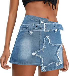 lot 4179 image: Kisido Denim Skirt Vintage Star Patchwork Jean Skirt - Size XL.