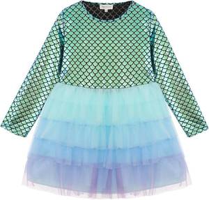 lot 4194 image: Girls Tulle Dresses Toddler Long Sleeve Sparkle Tutu Dress Fresh Green - Size 3-4