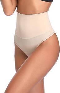 lot 4213 image: JOYSHAPER High Waist Shapewear Thong for Women Tummy Control Underwear Body Shaper Thong Waist Cincher Girdle Panties Tan Size 3XL