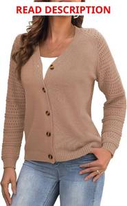 lot 4235 image: REDHOTYPE Womens Cardigans Sweater Casual Long Sleeve Open Front Cardigan Button Down Knit Chunky Outwear Coats. White Medium