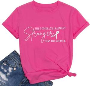 lot 4236 image: Breast Cancer Awareness Shirt for Women Pink Ribbon T Shirt Support Survivor Tee Tops Pink Small.