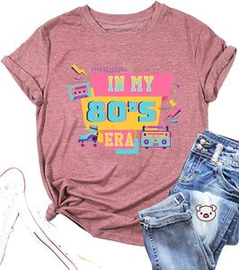lot 4246 image: COLORFUL BLING 80s Shirt for Women I Love The 80s 90s T Shirts Vintage Music Graphic Tee Novelty in My 80s Era Casual Top. Large