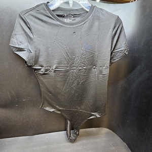 lot 4248 image: Cyanstyle Womens Summer Sexy Short Sleeve Crew Neck Double Lined Going Out Cute Thong Bodysuit Tops Black Large