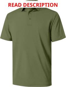 lot 4262 image: NIASHOT Polo Shirts for Men Summer Short Sleeve Golf Polos Quick-Dry Moisture Wicking T-Shirts Fashion Clothes. Green Polo Floral Print XL
