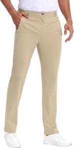 lot 4278 image: Mens Golf Pants Stretch Work Dress Pants Quick Dry Lightweight Business Slacks 36WX34L Casual Trousers Zipper Pockets. Tan