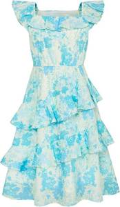 lot 4285 image: GRACE KARIN Girls Floral Dress Spring Summer Casual Dresses for Teen Girls Ruffle Square. Light Blue 6Y