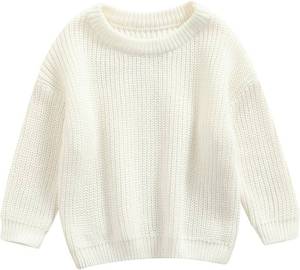 lot 4288 image: Karwuiio Toddler Baby Girl Boy Knit Sweater Round Neck Long Sleeve Pullover Sweatshirt Fall Winter Clothes. Cream 0-3 Months