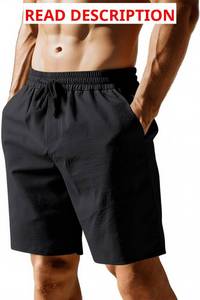 lot 4291 image: Mens Summer Beach Shorts with Elastic Drawstring Waist Lightweight Breathable Casual Short for Men White Small