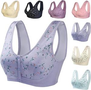 lot 4301 image: GENEHELF Front Button Bra Front Closure Breathable Everyday Sports Bras Comfort No Steel Ring Cotton Bras for Women Girls (Light Purple, M)