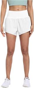 lot 4302 image: Womens 2 in 1 High Waisted Running Shorts for Lightweight Athletic Workout Gym Yoga with Phone Pockets White XXL
