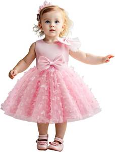 lot 4316 image: TTYAOVO Toddler Girl Flower Dress Baby Princess Birthday Party Gown Pink 4Y