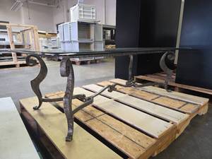 lot 17524 image: Glass Table W Metal Frame