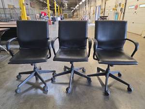 lot 17511 image: (3) Black Steel Case Chairs&nbsp