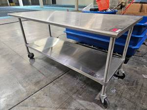lot 17716 image: Stainless Steel Rolling Prep Table